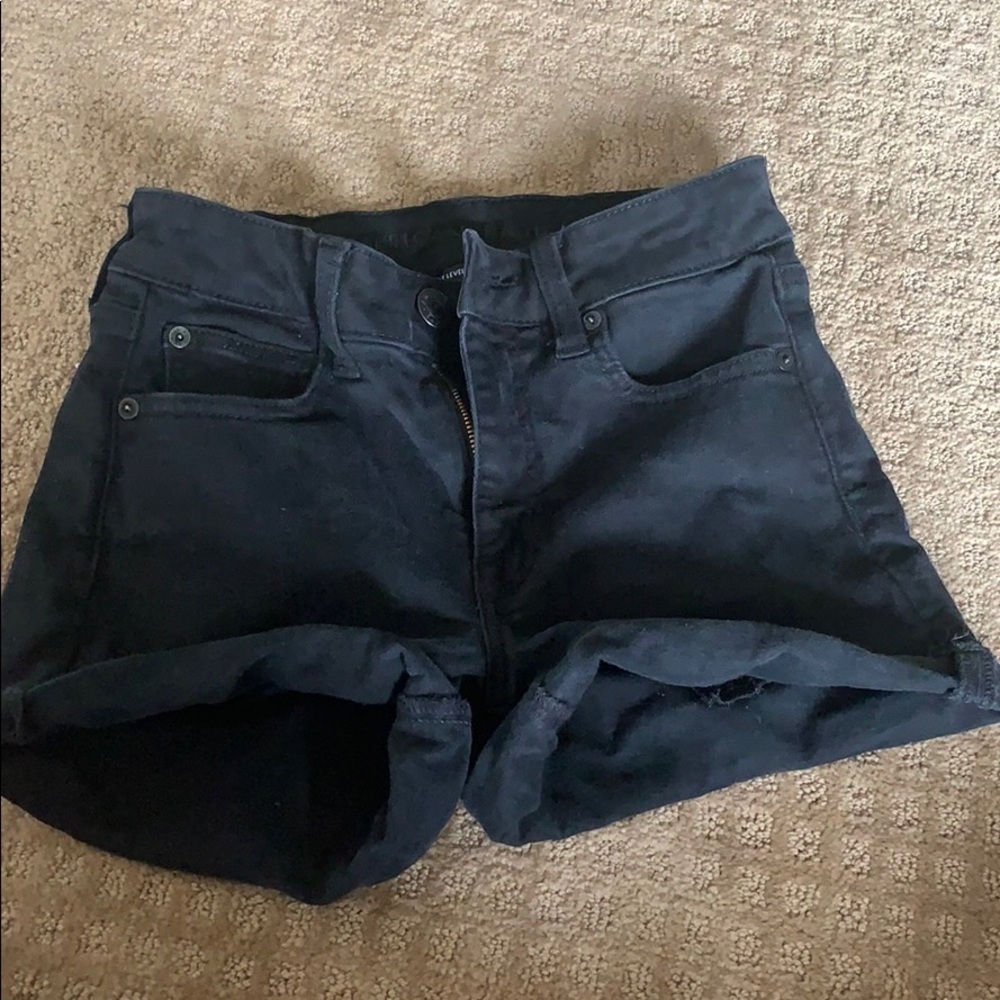 black high rise jean shorts